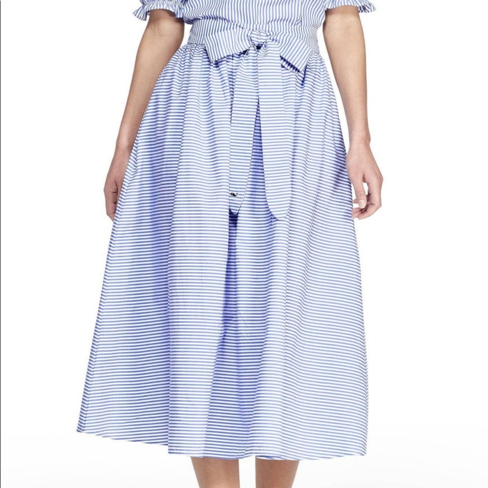 Vineyard Vines Blue and White Striped Midi Skirt